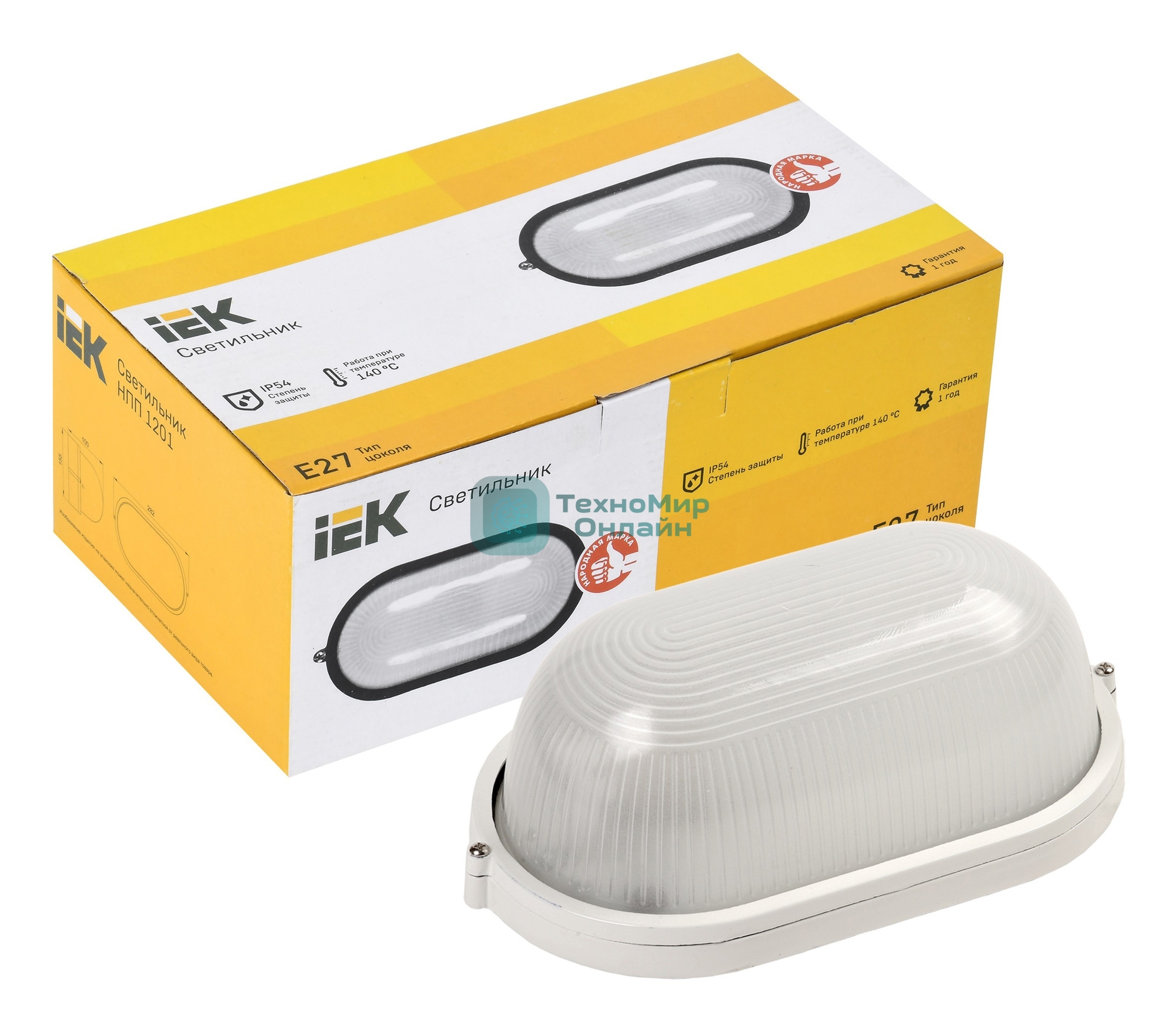 Светильник НПП 1201 100Вт Е27 IP54 белый/овал LNPP0-1201-1-100-K01 IEK