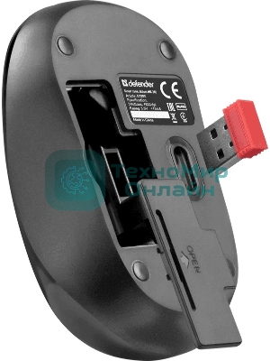 Мышь беспроводная Defender Datum MM-285 черный, 1600 dpi, радиоканал, USB, кнопки - 3