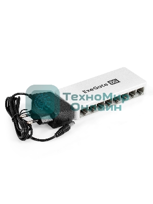 Коммутатор неуправляемый ExeGate EDGS-1008C (8-портовый гигабитный UTP 10/100/1000 Base-T, с функцией энергосбережения (EEE), настольный/настенный)