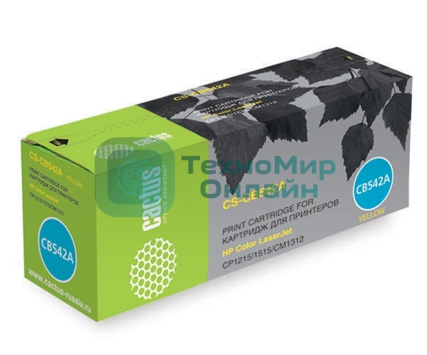 Картридж лазерный Cactus CS-CB542A желтый (1400 стр.) для HP Color LaserJet CP1215/1515/CM1312