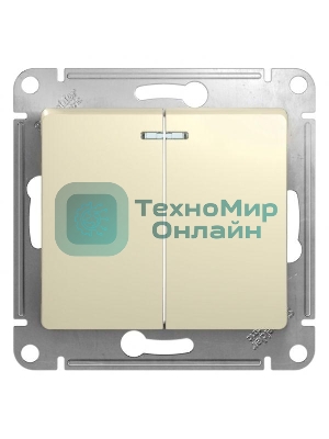 Механизм выключателя 2-кл. СП Glossa 10А IP20 10AX с подсветкой беж. SchE GSL000253
