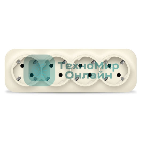 Розетка 4-м ОП 16А IP20 с заземл. сл. кость IONICH 1452