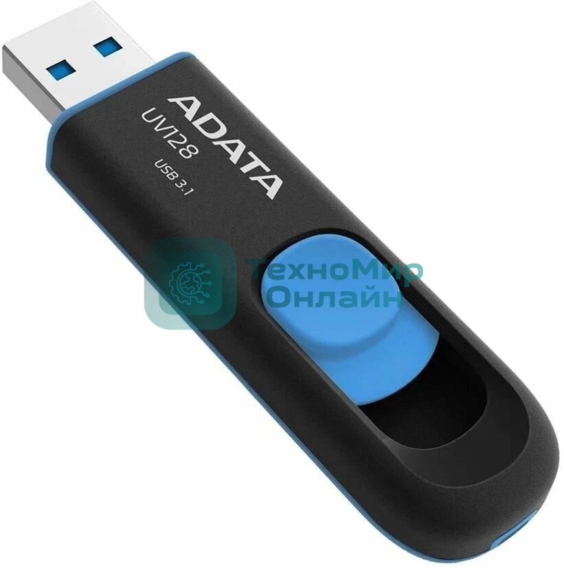 Флешка USB ADATA UV128 (AUV128-512G-RBE), 512Gb, USB 3.2 Gen1, R/W 100/30, черный/синий