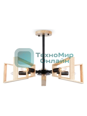 Светильник Ambrella light TR80495/5 BK/LW черный/светлое дерево E14/5 max 60W D620*430
