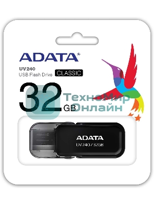 Флешка USB ADATA UV240 (AUV240-32G-RBK), 32Gb, USB 2.0, R/W 15/5, черный