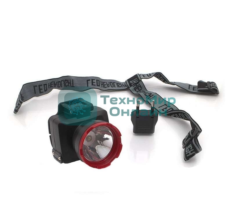 Фонарь светодиодный аккум. налобный Космос LED 2 режима 1Вт 500 мАч зарядка от сети 220В