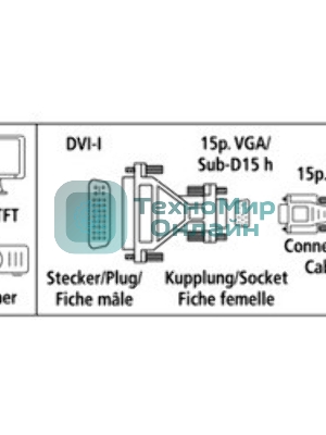 Адаптер Hama H-45073 DVI (m)/VGA HD15 (f)