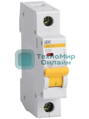Выключатель автоматический модульный 1п D 25А 4.5кА ВА47-29 IEK MVA20-1-025-D