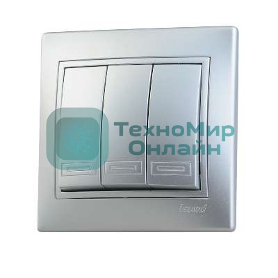 Выключатель 3-кл. СП Мира 10А IP20 метал. сер. LEZARD 701-1010-109