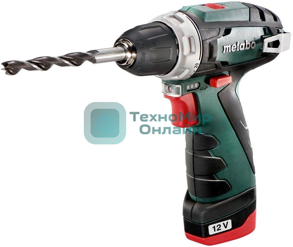 Дрель-шуруповерт Metabo PowerMaxx BS 600984500, 12 В, 2 Ач, 34 Нм, щеточный