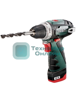 Дрель-шуруповерт Metabo PowerMaxx BS 600984500, 12 В, 2 Ач, 34 Нм, щеточный