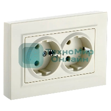 Розетка 2-я с з/к/ш IEK BRITE 16А в сб. РСш12-3-БрКр беж.