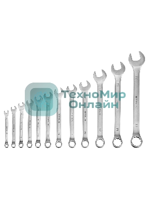 Набор ключей комбинированных 6-22 мм, 12 шт., CrV, матовый хром Stels