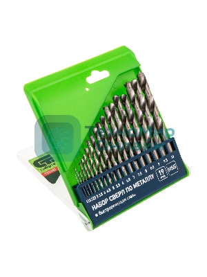 Набор сверл по металлу Сибртех, 1-10 мм (через 0,5 мм), HSS, 19 шт.,пластик.коробка цил. хвостовик