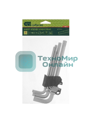 Набор ключей имбусовых Сибртех HEX, 2-12 мм, CrV, 9 шт., удлиненные