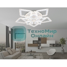 Потолочный светодиодный светильник FA8914/5+5 WH/CH белый/хром 193W 3000K-6400K 770*740*120 (ПДУ РАДИО 2.4G)