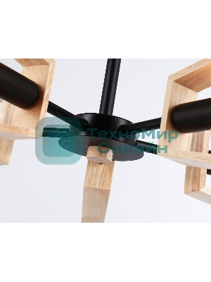 Светильник Ambrella light TR80495/5 BK/LW черный/светлое дерево E14/5 max 60W D620*430