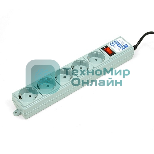 Фильтр-удлинитель Power Cube B 3,0 м 5 розеток (серый) 10А/2,2 кВт