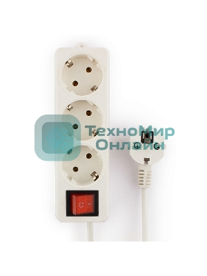Сетевой фильтр Гарнизон ELB-G3-W-5, 3 евророзетки с выключателем и заземлением, допустимый ток 16А, длина 5 м.