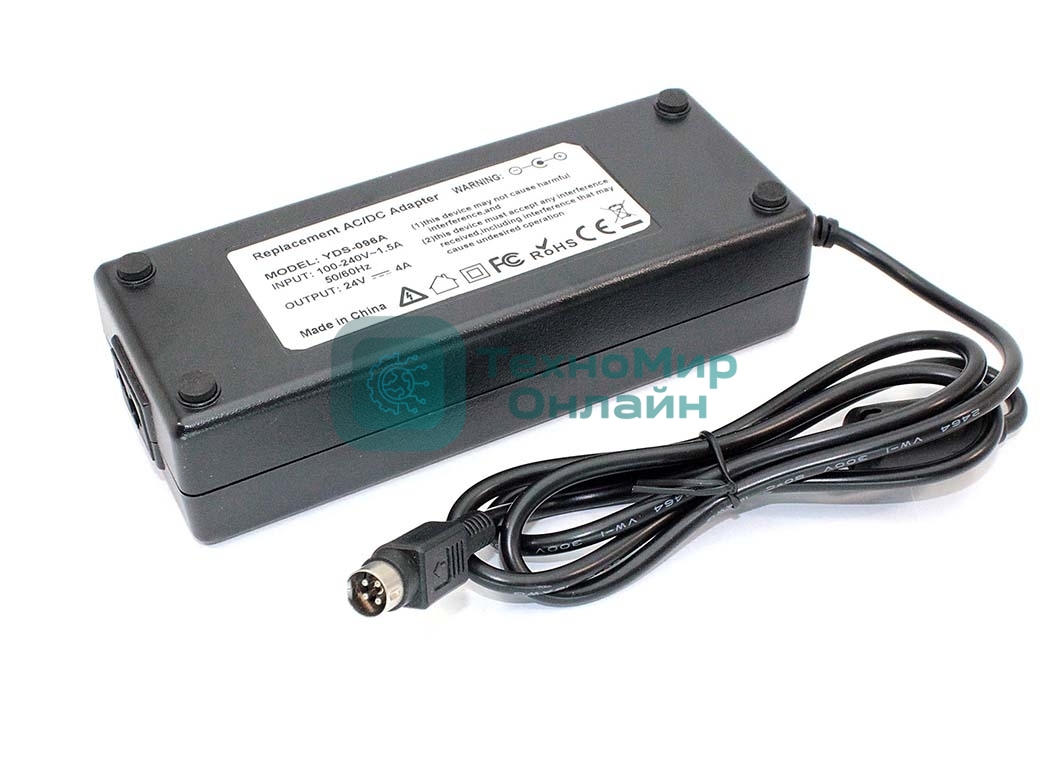 Блок питания для монитора и телевизора LCD 24V 4A 96W 4pin OEM