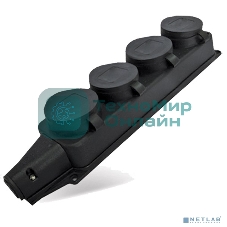 Розетка четырехместная настенная с заглушками c заземлением каучук 16А 250В IP44 (1029)