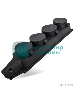 Розетка четырехместная настенная с заглушками c заземлением каучук 16А 250В IP44 (1029)