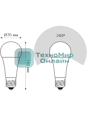 Лампа светодиодная Gauss Elementary A67 30Вт цок.: E27 груша 220B св. свеч. бел. теп. А67 (упак.: 10 шт)