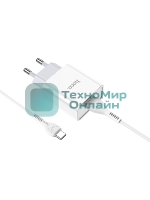 Зарядное устройство Hoco 10.5Вт, 2.1А, 1хUSB + кабель USB/Type-C 1м, C81A, белый, блистер