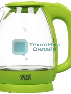 Чайник Homestar HS-1012 1.7 л, стекло, зеленый (003943)