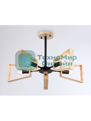 Светильник Ambrella light TR80495/5 BK/LW черный/светлое дерево E14/5 max 60W D620*430