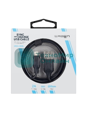 Кабель Crown USB - Lightning CMCU-3018L черный