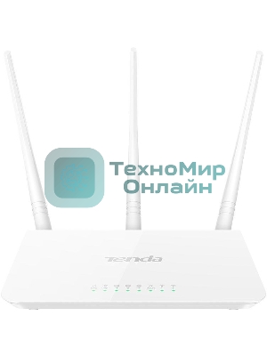 Сетевое оборудование TENDA F3 маршрутизатор 802.11n, до300Мбит/с, 2T2R, LAN: 3х10/100Мбит/с, WAN: 1х10/100Мбит/c, 3 внешние антенны 5дБи.