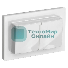 Розетка 2-я с кр. IEK BRITE 16А в сб IP44 РСбш12-3-44-БрБ белый