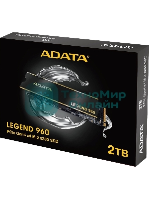 Накопитель SSD ADATA LEGEND 960, 2Tb, PCIe 4.0 x4, M.2 2280, NVMe, R/W 7400/6800, с радиатором