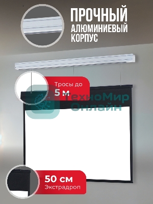Экран для проектора S'OK Athena SGPSMS-323x201 на тросах с электроприводом, матовый, белый к