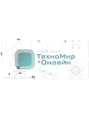 Потолочный светодиодный светильник FA8915/5+5 BK/CH черный/хром 193W 3000K-6400K 770*740*120 (ПДУ РАДИО 2.4G)