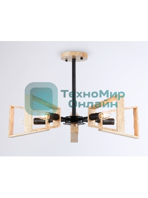Светильник Ambrella light TR80495/5 BK/LW черный/светлое дерево E14/5 max 60W D620*430