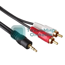 Кабель аудио Exegate 3.5мм Jack M - 2xRCA M 2м позолоченные разъемы