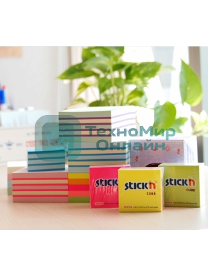 Блок самоклеящийся бумажный Stick`n 21203 51x51 мм, 250 листов, 70 г/м2, неон, 5 цветов в упаковке