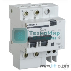 Выключатель автоматический дифференциального тока IEK MAD15-2-016-C-030 АД12 2Р 16А 30мА GENERICA