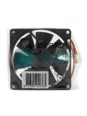 Вентилятор для корпуса Gembird FANCASE/BALL черный, 80 мм, 2600 об/мин, 27 дБ, 3 pin