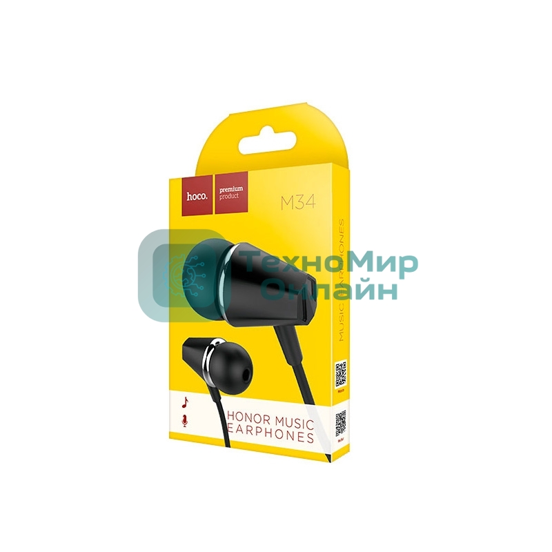 Проводные наушники Hoco M34 черный, внутриканальные, Jack 3.5 мм