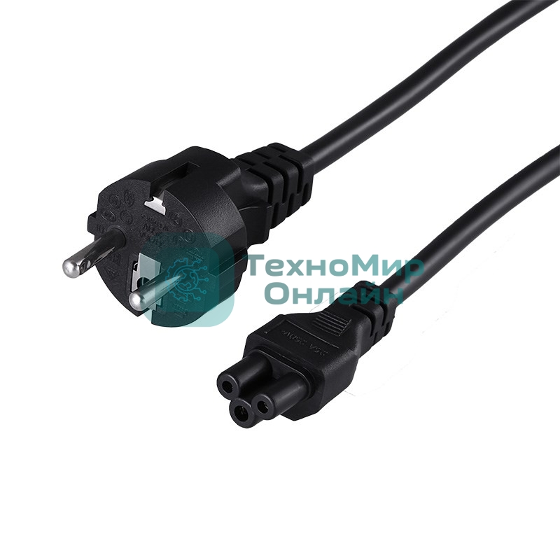 Шнур сетевой Rexant евровилка - евроразъем С5, кабель 3x0,75 мм², длина 1,8 м. (для питания ноутбука) (PVC пакет)