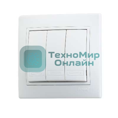Выключатель 3-кл. СП Мира 10А IP20 белый/белый LEZARD 701-0202-109