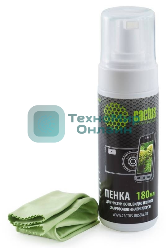 Чистящий набор (салфетки + пена) Cactus CS-S3006 для экранов и оптики 1 шт 18x18 см 180 мл