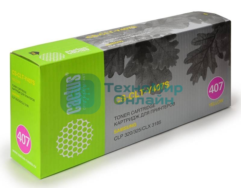 Картридж лазерный Cactus CS-CLT-Y407S желтый (1000 стр.) для Samsung CLP-325/CLX-3185
