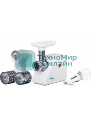 Мясорубка электрическая Ротор Макси ЭМШ 35/300-3 белый, 1500 Вт, 0.6 кг/мин, насадки - 4