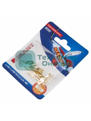 Клемма плоская Rexant, штекер - 6.3 мм, 1-1.5 мм², (РП-п 1.5-(6.3)/DJ617-6.3В), в упак. 10 шт.