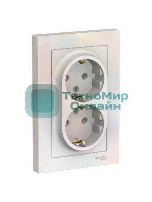 Розетка 2-м AtlasDesign с заземл. 16А в сборе жемчуг SchE ATN000424