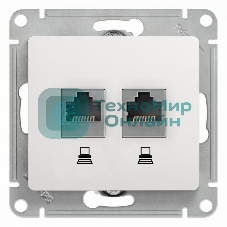 Механизм розетки комп. 2-м Glossa RJ45+RJ45 кат. 5е белый SchE GSL000185KK
